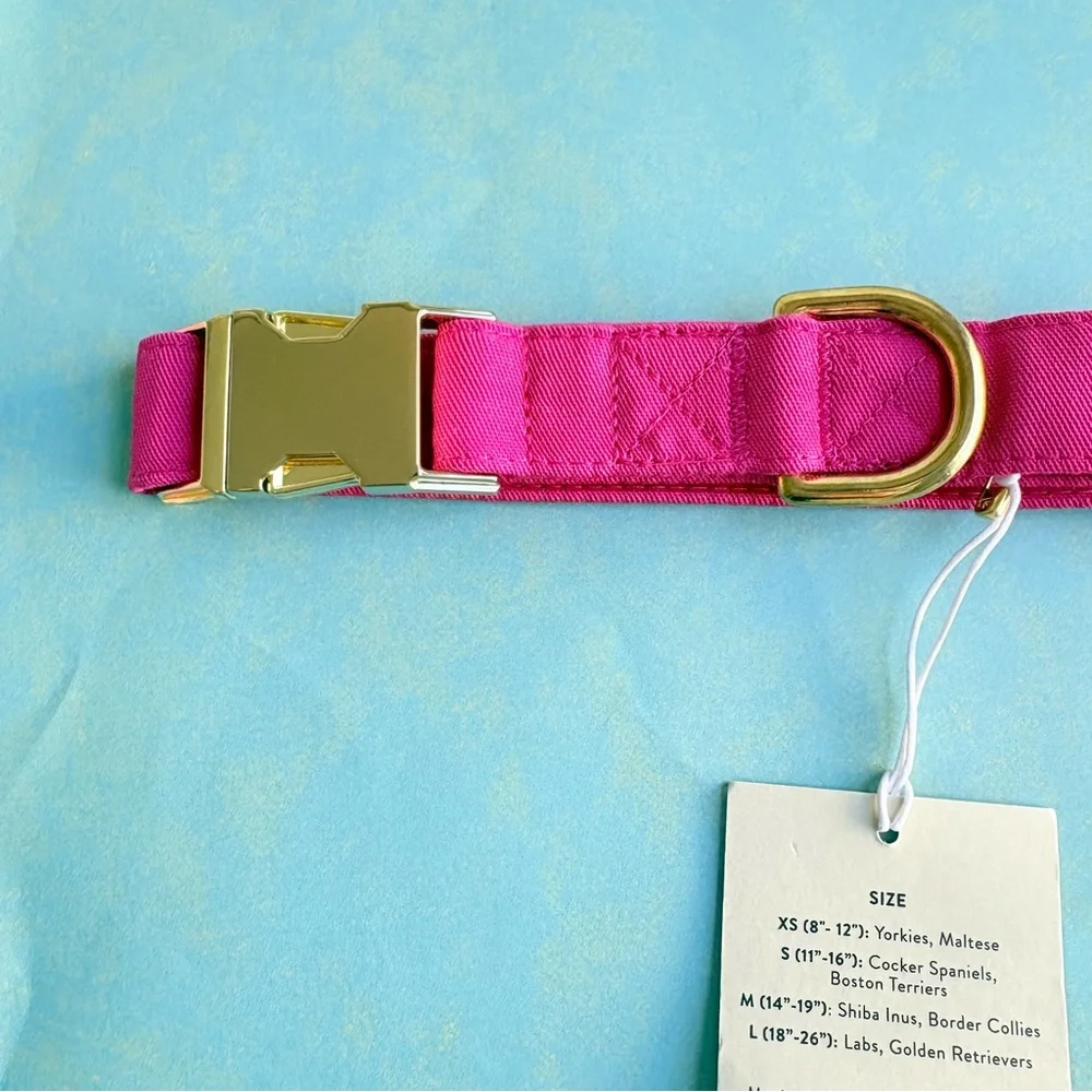 NEW The Foggy Dog Hot Pink Dog Collar Large Gold Hardware Spring Pet Gift NWT - Picture 5 of 12